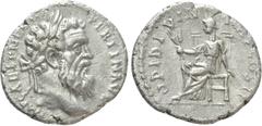 Roman Imperial Coins PERTINAX (193). Denarius. Rome. Obv: IMP CAES P HELV PERTIN AVG. Laureate head right. Rev: OPI DIVIN TR P COS II. Ops seated left on throne, holding grain ears. RIC 8a. Condition:
