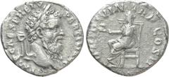 Roman Imperial Coins PERTINAX (193). Denarius. Rome. Obv: IMP CAES P HELV PERTIN AVG. Laureate head right. Rev: OPI DIVIN TR P COS II. Ops seated left on throne, holding grain ears. RIC 8a. Condition: