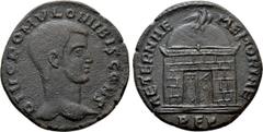 Roman Imperial Coins DIVUS ROMULUS (Died 309), son of MAXENTIUS. Follis. Rome. Obv: DIVO ROMVLO N V BIS CONS. Bare head right. Rev: AETERNAE MEMORIAE / R E P. Domed shrine temple with open doors; on r