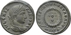 Roman Imperial Coins CRISPUS (Caesar, 316-326). Follis. Siscia. Obv: IVL CRISPVS NOB C. Laureate head right. Rev: CAESARVM NOSTRORVM / ASIS (star). VOT / V in two lines within wreath. RIC 161. Conditi