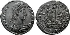 Roman Imperial Coins CONSTANTIUS II (337-361). Ae. Aquileia. Obv: CONSTANTIVS P F AVG. Diademed, draped and cuirassed bust right. Rev: FEL TEMP REPARATIO / AQΡ•. Constantius, holding labarum and crown