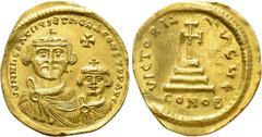 Byzantine Coins HERACLIUS with HERACLIUS CONSTANTINE (610-641). GOLD Solidus. Constantinople. Obv: δδ NN ҺЄRACLIЧS ЄT ҺЄRA CONST P P AV. Crowned and draped facing busts of Heraclius and Heraclius Cons