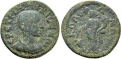 Roman Provincial Coins IONIA. Kolophon. Herennius Etruscus (Caesar, 249-251). Ae. Obv: EP ETPOV ΔEKIOC KAI. Bare headed, draped and cuirassed bust right. Rev: KOΛOΦΩNION. Tyche standing left with corn