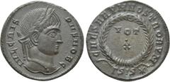 Roman Imperial Coins CRISPUS (Caesar, 316-326). Follis. Siscia. Obv: IVL CRISPVS NOB C. Laureate head right. Rev: CAESARVM NOSTRORVM / ΓSIS (star). VOT / X in two lines within wreath. RIC 165. Conditi