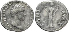 Roman Imperial Coins OTHO (69). Denarius. Rome. Obv: IMP OTHO CAESAR AVG TR P. Bare head right. Rev: PONT MAX. Ceres standing left, holding grain ears and cornucopia. RIC² 20 (aureus) note. Condition: