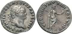 Roman Imperial Coins TITUS (79-81). Denarius. Rome. Obv: IMP TITVS CAES VESPASIAN AVG P M. Laureate head right. Rev: TR P VIIII IMP XIIII COS VII P P. Venus standing right, with back facing, holding s