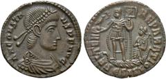 Roman Imperial Coins CONSTANS (337-350). Follis. Siscia. Obv: D N CONSTANS P F AVG. Diademed, draped and cuirassed bust right. Rev: FEL TEMP REPARATIO / Є SISF. Constans standing left in galley left, 