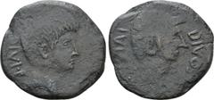 The Dr. F. Jarman Collection: Mints of the Roman Empire ITALY. Uncertain mint. Octavian and Divus Julius Caesar (Circa 38 BC). Dupondius(?). Contemporary imitation. Obv: CAESAR DIVI F. Bare head of Oc