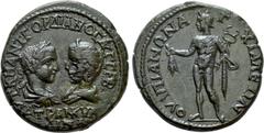Roman Provincial Coins THRACE. Anchialus. Gordian III, with Tranquillina (238-244). Ae Obv: AVT K M ANT ΓOPΔIANOC AVΓ CEB / TPANKVΛΛINA. Draped busts of Gordian, laureate, draped and cuirassed, and Tr
