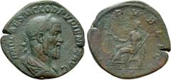 Roman Imperial Coins PUPIENUS (238). Sestertius. Rome Obv: IMP CAES M CLOD PVPIENVS AVG. Laureate, draped and cuirassed bust right. Rev: PAX PVBLICA / S C. Pax seated left on throne, holding branch an