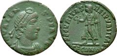 Roman Imperial Coins VALENS (364-378). Follis. Rome Obv: D N VALENS P F AVG. Diademed, draped and cuirassed bust right. Rev: SECVRITAS REI PVBLICAE / R•SECVNDA. Victory advancing left with palm branch