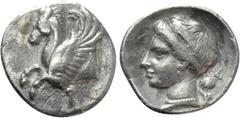Greek Coins CORINTHIA. Corinth. Hemidrachm (Circa 350-300 BC). Obv: Forepart of Pegasus left; koppa below. Rev: Wreathed head of Aphrodite left. BCD Corinth 181 ff. Condition: Very fine, polished. Wei