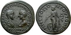 Roman Provincial Coins MOESIA INFERIOR. Tomis. Gordian III with Tranquillina (238-244). Ae Tetrassarion. Obv: AVT K M ANT ΓOPΔIANOC AVΓ CЄ / TPANKVΛΛЄINA. Draped busts of Gordian, laureate and cuirass