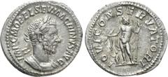 Roman Imperial Coins MACRINUS (217-218). Denarius. Rome. Obv: IMP C M OPEL SEV MACRINVS AVG. Laureate and cuirassed bust right. Rev: IOVI CONSERVATORI. Jupiter standing left, holding thunderbolt and s