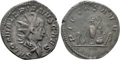 Roman Imperial Coins SALONINUS (Caesar, 258-260). Antoninianus. Colonia Agrippinensis. Obv: SALON VALERIANVS CAES. Radiate and draped bust right. Rev: PIETAS AVG. Priestly implements: knife, sprinkler