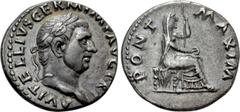 Roman Imperial Coins VITELLIUS (69). Denarius. Rome. Obv: A VITELLIVS GERM IMP AVG TR P. Laureate head right. Rev: PONT MAXIM. Vesta, veiled, seated right on throne, holding patera and sceptre. RIC² 1