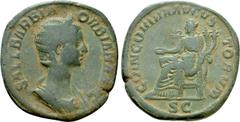 Roman Imperial Coins ORBIANA (Augusta, 225-227). Sestertius. Rome. Obv: SALL BARBIA ORBIANA AVG. Draped bust right, wearing stephane. Rev: CONCORDIA AVGVSTORVM / S C. Concordia seated left on throne, 