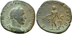 Roman Imperial Coins TREBONIANUS GALLUS (251-253). Sestertius. Rome. Obv: IMP CAES C VIBIVS TREBONIANVS GALLVS AVG. Laureate, draped and cuirassed bust right. Rev: APOLLO SALVTARI / S - C. Apollo stan