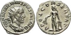 Roman Imperial Coins AEMILIAN (253). Antoninianus. Rome. Obv: IMP AEMILIANVS PIVS FEL AVG. Radiate, draped and cuirassed bust right. Rev: APOL CONSERVAT. Apollo standing left, holding branch and resti