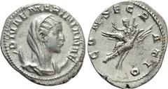 Roman Imperial Coins DIVA MARINIANA (Died before 253). Antoninianus. Rome. Struck under Valerian I. Obv: DIVAE MARINIANAE. Veiled and draped bust right, set upon crescent. Rev: CONSECRATIO. Mariniana,