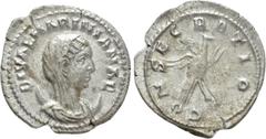 Roman Imperial Coins DIVA MARINIANA (Died before 253). Antoninianus. Rome. Struck under Valerian I. Obv: DIVAE MARINIANAE. Veiled and draped bust right, set upon crescent. Rev: CONSECRATIO. Mariniana,
