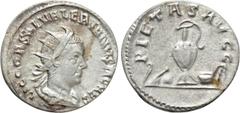 Roman Imperial Coins SALONINUS (Caesar, 258-260). Antoninianus. Rome. Obv: P L C CORSAL CORSAL VALERIANVS N CAES. Radiate and draped bust right. Rev: PIETAS AVGG. Sacrificial implements: lituus, knife