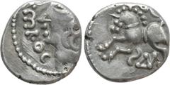 Celtic Coins WESTERN EUROPE. Central Gaul. Sequani. Quinar (1st century BC). Obv: m DOC. Stylized head of Roma left. Rev: Q DOCI / ΔΛ. Stylized horse left. LT 5639. Condition: Very fine. Weight: 1.92 