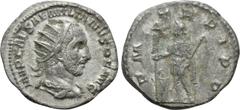 Roman Imperial Coins AEMILIAN (253). Antoninianus. Rome. Obv: IMP CAES AEMILIANVS P F AVG. Radiate, draped and cuirassed bust right. Rev: P M TR P I P P. Aemilian standing left, before tripod, holding