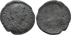 Roman Imperial Coins GRATIAN (367-383). Ae. Uncertain mint. Obverse brockage. Obv: D N GRATIANVS P F AVG. Diademed, draped and cuirassed bust right. Rev: Incuse of obverse. . Condition: Near very fine