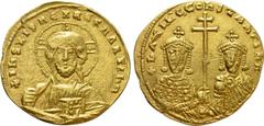 Byzantine Coins BASIL II BULGAROKTONOS with CONSTANTINE VIII (976-1025). GOLD Tetarteron Nomisma. Constantinople. Obv: + IҺS XIS RЄX RЄGNANTIҺM. Facing bust of Christ Pantokrator. Rev: + BASIL C COҺST
