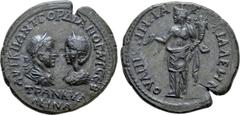Roman Provincial Coins THRACE. Anchialus. Gordian III, with Tranquillina (238-244). Ae. Obv: AVT K M ANT ΓOPΔIANOC AVΓ CEB / TPANKVΛΛINA. Draped busts of Gordian, laureate and cuirassed, and Tranquill