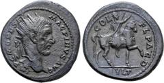 Roman Provincial Coins THRACE. Deultum. Macrinus (217-218). Ae. Obv: IMP C M OPE SEV MACRINVS AVG. Radiate head right. Rev: COL FL PAC DEVLT. Macrinus riding horse right, raising hand and holding scep