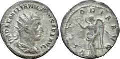 Roman Imperial Coins AEMILIAN (253). Antoninianus. Rome. Obv: IMP AEMILIANVS PIVS FEL AVG. Radiate, draped and cuirassed bust right. Rev: VICTORIA AVG. Victory standing left, holding wreath and palm f