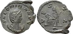 Roman Imperial Coins SALONINA (Augusta, 254-268). Antoninianus. Rome. Obv: SALONINA AVG. Diademed and draped bust right, set on crescent. Rev: VESTA / Q. Vesta seated left, holding patera and sceptre.