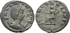 Roman Imperial Coins SALONINA (Augusta, 254-268). Antoninianus. Rome. Obv: SALONINA AVG. Diademed and draped bust right, set on crescent. Rev: CONCORDIA AET. Concordia seated left, holding patera and 