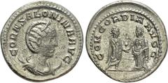 Roman Imperial Coins SALONINA (Augusta, 254-268). Antoninianus. Samosata. Obv: CORN SALONINA AVG. Diademed and draped bust right, set on crescent. Rev: CONCORDIA AVGG. Emperor standing right, clasping