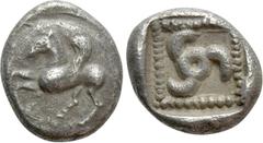 Greek Coins DYNASTS OF LYCIA. Khinakha (Circa 470-440 BC). 1/3 Stater. Uncertain mint, possibly Limyra. Obv: Pegasos rearing left. Rev: Triskeles in dotted square within incuse square. Cf. Müseler IV,