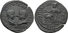 Roman Provincial Coins THRACE. Anchialus. Gordian III with Tranquillina (238-244). Ae. Obv: ΑVΤ Κ Μ ΑΝΤ ΓΟΡΔΙΑΝΟϹ ΑVΓ ϹEΒ ΤΡΑΝΚVΛΛΙΝΑ. Busts of Gordian, laureate, draped and cuirassed, and Tranquillin