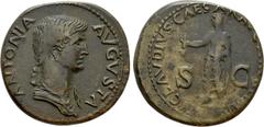 Roman Imperial Coins ANTONIA II (Augusta, 37 & 41). Dupondius. Rome. Obv: ANTONIA AVGVSTA. Draped bust right. Rev: TI CLAVDIVS CAESAR AVG P M TR P IMP / S - C. Claudius standing left, veiled, holding 