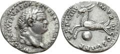 Roman Imperial Coins TITUS (79-81). Denarius. Rome. Obv: IMP TITVS CAES VESPASIAN AVG P M. Laureate head right. Rev: TR P VIIII IMP XIIII COS VII P P. Capricorn left; globus below. RIC² 19. Condition: