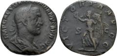 Roman Imperial Coins GORDIAN II (238). Sestertius. Rome. Obv: IMP CAES M ANT GORDIANVS AFR AVG. Laureate, draped and cuirassed bust right. Rev: VICTORIA AVGG / S - C. Victory advancing left, holding w
