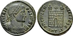 Roman Imperial Coins CRISPUS (Caesar, 316-326). Follis. Thessalonica. Obv: IVL CRISPVS NOB C. Laureate and cuirassed bust right. Rev: PROVIDENTIAE CAESS / SM TS Γ. Campgate with two turrets; star abov