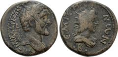 The Dr. F. Jarman Collection: Mints of the Roman Empire - Part II SELEUCIS & PIERIA. Emesa. Antoninus Pius (138-161). Ae. Obv: ΑΥΤ ΚΑΙ ΤΙ ΑΙΛ ΑΔΡΙΑ ΑΝ[. Laureate head right. Rev: ЄΜΙϹΗΝωΝ Β. Radiate a