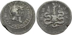 Roman Provincial Coins IONIA. Ephesus. Mark Antony with Octavia (39 BC). Cistophorus. Ephesus. Obv: M ANTONIVS IMP COS DESIG ITER ET TERT. Jugate heads of Mark Antony, laureate, and Octavia, draped, r