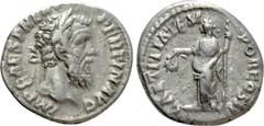 Roman Imperial Coins PERTINAX (193). Denarius. Rome. Obv: IMP CAES P HELV PERTIN AVG. Laureate head right. Rev: LAETITIA TEMPOR COS II. Laetitia standing left, holding wreath and sceptre. RIC 4a. Cond