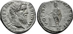 Roman Imperial Coins PERTINAX (192-193). Denarius. Rome. Obv: IMP CAES P HELV PERTIN AVG. Laureate head right. Rev: VOT DECEN TR P COS II. Pertinax standing left, sacrificing out of patera over lighte