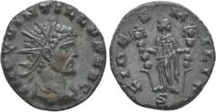 Roman Imperial Coins QUINTILLUS (270). Antoninianus. Mediolanum. Obv: IMP QVINTILLVS AVG. Radiate, draped and cuirassed bust right. Rev: FIDES MILIT / S. Fides standing facing, head left, holding sign