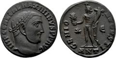 Roman Imperial Coins MAXIMINUS DAIA (310-313). Follis. Antioch. Obv: IMP C GAL VAL MAXIMINVS P F AVG. Laureate head right. Rev: GENIO AVGVSTI / (star) - Є / ANT. Genius standing left, holding head of 