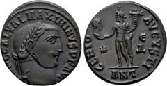 Roman Imperial Coins MAXIMINUS DAIA (310-313). Follis. Antioch. Obv: IMP C GAL VAL MAXIMINVS P F AVG. Laureate head right. Rev: GENIO AVGVSTI / (star) - Є/Δ / ANT. Genius standing left, holding head o