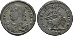Roman Imperial Coins LICINIUS I (308-324). BI Argenteus. Treveri. Obv: IMP LICINIVS AVG. Laureate, draped and cuirassed bust left, holding mappa and sceptre. Rev: IOVI CONSERVATORI AVG / STR. Licinius
